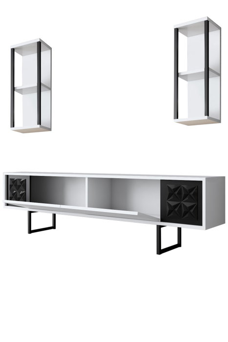 Hanah Home Mueble de TV Black Line - Blanco y Negro